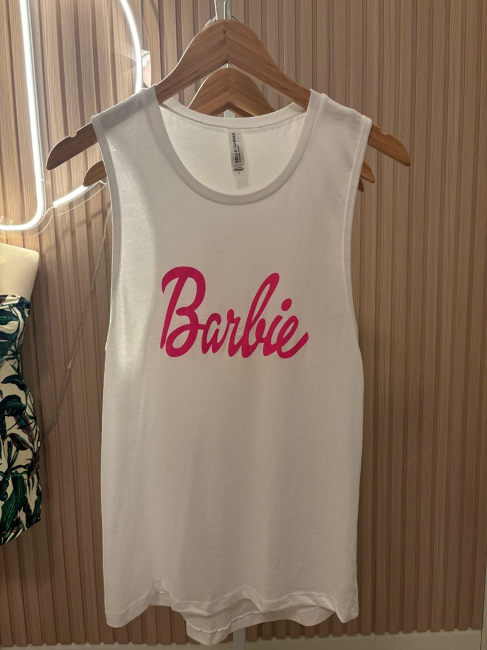 Barbie White Tank with Hot Pink Logo